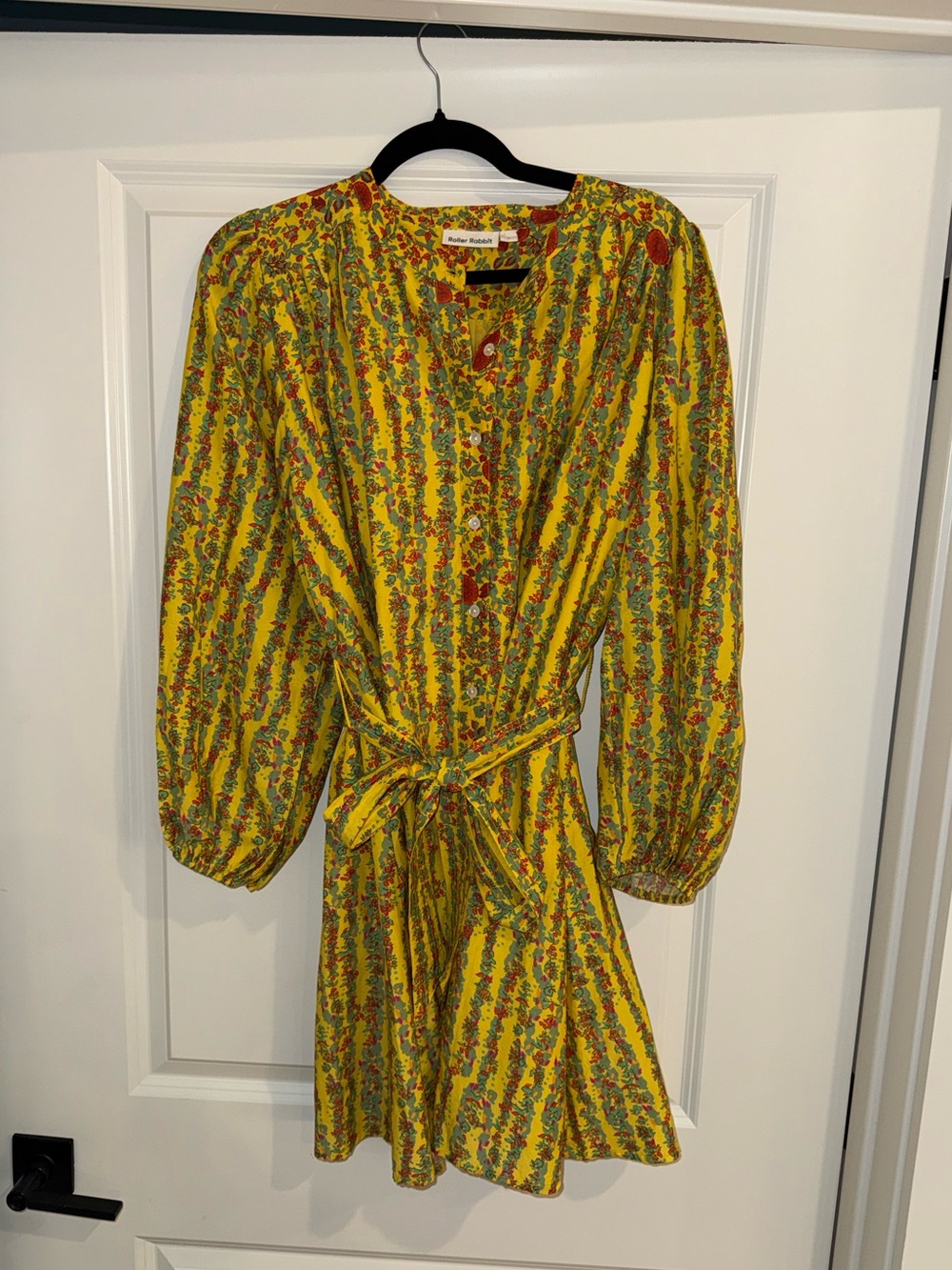 Roller Rabbit Womens Yellow Rhody Stripe Evita Floral Dress